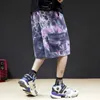 Fashion-Gothic wind gradient tie-dyeing loose straight-barreled fiveminute trousers men wearing hip-hop cramped short man shorts pour hommes