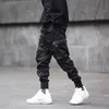 Qnpqyx New Men Fashion Pants Ribbons Color Block Black Pocket Cargo Pants Harem Joggers Harajuku Sweatpant Hip Hop Trousers