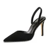 spitz high heels slingback schwarze sandalen hochzeitssandalen sexy sandalen scarpe donna estive stiletto sommer schuhe büroschuhe frauen
