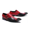 Scarpe da uomo in vera pelle patchwork rosso nero stile britannico Abito da sposa per feste Scarpe da ballo paty maschili Slip on Business Shoes Male