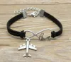 10 pièces/lot amour chanceux 8 Infinity avion/avion Bracelet pendentif à breloque femmes/hommes simples Bracelets/Bracelets A225