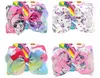 8 Inch Kleurrijke Kaart Papier Dier Streep Haarspelden Voor Kinderen Haarspeld Regenboog Eenhoorn Bogen Kinderclips Lint Bubble Bow Toebehoren A128