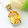 Luckyshien 10 Sztuk Mix Color Brand New For Women Oval Peridot Morganite Garnet Obsydian Klejnoty Srebrne Naszyjniki Biżuteria CZ wisiorki