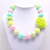 Lime Green Rose Flower Beads Kid Stunky Necklace Bright Color Design Diy Bubblegum Bead Necklace Necklace Netclace Jewelry for Toddler Girls