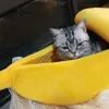 Mascota gato perro cachorro cálido nido cama plátano shape portadores mullido cueva casa dormir saco de dormir caliente portátil