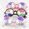 Groothandel-mode ronde zonnebril mannen vrouwen 4D glas Crystal Psychedelic Cosplay Party Club Cool Glazen Retro Mozaïek Zonnebril Gift