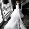 2020 New Simple Sexy Mermaid Wedding Dresses One Shoulder Lace Appliques Silver Crystal Beaded Chapel Train Formal Plus Size Bridal Gowns