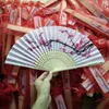 Favorias de casamento Presente Plum Blossom Flower Silk Fan Nome personalizado Data em Organza Gift Bag