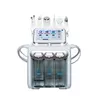 6 en 1 équipement de beauté multifonctionnel H2 O2 Water Oxygène Dermabrasion cutané Clean Aqua Peel Bio Microcurrent Ultrasound Machine