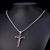 Mens Stainless Steel Cross Necklace Gold Silver Jesus Pendant Necklaces Fashion Hip Hop Jewelry2099