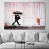 Banksy – décor mural couleur pluie, toile d'art, peinture, affiche de calligraphie, image imprimée, décoration de salon, maison, 12493