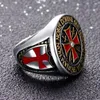 316L Rostfritt stål Knight Templar Mäns Ring Christian Cross Ring Mode Smycken US Storlek 7 -14