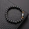 Svart kristallhematit magnetmagnet armband stenarmband armband hip hop smycken mode pärlor armband