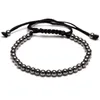 6 stks / set Mannen Dames Gift Classic 4mm Zwart Zilver Vergulde Strengen Metalen Beaded Armband te koop