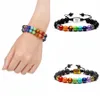 Yoga a mano Chakra Albero del regalo della festa di Natale la vita braccialetto Charm Bracciali Pietre laviche perline corda di braccialetto 7