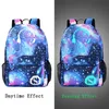 Bolsas luminosa Mochila Homens Galaxy lona Mochilas Meninos dos desenhos animados escola impressão para Travel Bag Meninas Adolescentes