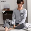 Conjunto de ropa de dormir para hombre de buena calidad, conjunto de pijama de primavera de manga larga para hombre, cómodos pijamas de algodón para hombre, ropa de dormir de ocio