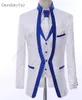 Гвенвифар Белый королевский синий обод сценическая одежда для мужчин костюм набор мужские свадебные костюмы Костюм жениха смокинг формальный (куртка + брюки+жилет)