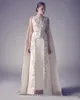 Abiti da sera arabi Zuhair Murad Collo alto Abiti lunghi da ballo Applique Guaina Pageant Abito da sera formale con spacco sul davanti per We187C