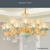 LED Light Modern Crystal Chandelier Lighting Fixture Ceramic Chandeliers French Home Indoor Lighting Restaurant Living Room Lamp Luminaria