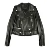 2024 женское пальто модные женские куртки из овчины мотоциклетные байкерские кожаные костюмы из натуральной короткой женской одежды