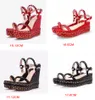 vrouwen schoenen wig platform sandaal rode bodem schoenen gevlochten spikes schoenen lederen hoge hak zomer sandalen