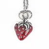 s925 sterling silver necklace European and American new retro style Epoxy strawberry pendant necklace Lady strawberry necklace
