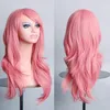 Parrucche Parrucca cosplay ondulata lunga Rosso Verde Puprle Rosa Nero Blu Nastro Grigio Biondo Marrone Parrucche sintetiche per capelli da 70 cm