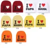 22 Stili Cute Baby Cappelli lavorati a maglia caldi Moda Bambino Lettera stampata I Love Papa Mama Beanie Cap Outdoot Cappello da viaggio per bambini M2239