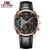 Tevise New Fashion Men 자동 시계 가죽 스트랩 방수 스포츠 시계 Luxuxry Moon Phase Date Mechanical Wristwatch224N