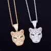 Gold Star Hip Hop Jewelry Leopard head Pendant Men Animal Necklaces Gold Rock Street Ice Out Necklace with chain2927139