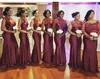 2019 Yeni Ucuz Gelinlik Giydirme Burgonya Afrika Nijerya Country Garden Düğün Misafir Maid of Honor Elbise Plus Size Custom Made