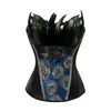 Женщины плюс размер S-6XL Peacock Вышивка Brocade Burlesce Loverbust Corset Мода Классический шнурок Bustier Танцы Корсет Топ с перьями