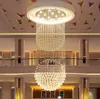 lustres de cristal levaram modernas escada pingente levou luminárias LED Indoor luminária Modern Chandelier alta teto Lâmpadas de suspensão