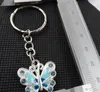 50pcs Vintage Silvers Crystal Butterfly Keychain Ring for Keys Car Bolsa Diy Bolsa Chain Bolsa Acessórios de Jóias de Presente N6354580166