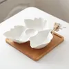 storage tray Fruit dishes Plate White Ceramic maple leaf Home Cafe Bar KTV Snack stand dish