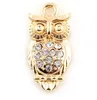 20st / Parti 12x25mm (Golden, Silver Color) Animal Owl Hang Pendant Charms Fit för DIY Floating Dangle Locket Smycken