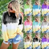 Kvinnor Rainbow Gradient Hoodie Höst Långärmad Randig Pullover Casual Weats Shirts Toppar Kläder T-shirt Tee Tee Plush Size LJJA2907