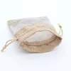 50pcs Organza Jute Bags Burlap Drawstring Bag 10x14 13x18 16x22cm Wedding Party Favors Gift Bags For Candy Makeup Jewelry Packagin1798