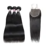 Ishow Long Human Hair Bundles 8-38 inch With 5x5 Lace Closure Straight Peruvian Virgin Extensions for Women Natural Black