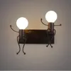 Vintage metalen LED-wandlampen Creatieve slaapkamer nachtkastje wandlampen 1/2 hoofden industriële decor zwart / wit / rood ijzeren Wandlamp