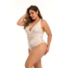 Damen Sexy rückenfreier Midnight Floral Lace gepolsterte Körbchen Mesh Teddy mit überkreuzten verstellbaren Trägern Unterwäsche Nachtwäsche Dessous Plus Size