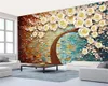 オンライン卸売の壁紙3次元エンボスローズ巨大油絵テレビの背景壁紙注文の装飾的な壁紙