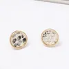 Mini Natural Stone Stud Earrings Round Leopard Print Woven Studs for Women Jewelry gift High Quality