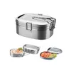 Rostfritt stål Dubbelskikt Lunchlådor Matförvaringsbehållare Bento Perfekt för både barn och vuxna