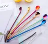 The latest stainless steel straw spoon, dual purpose, a variety of colors can choose safe food grade, thread be stirred for drinking