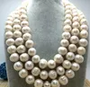 Bijoux en perles fines de haute qualité ÉNORME 12-13MM NATUREL MER DU SUD VÉRITABLE COLLIER DE PERLES BLANCHES 50 FERMOIR EN OR 14K Pull chain250q