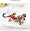 Golden Plated Vintage Crystal Lizard Brooches Pin Women Wedding Party Jewelry Alloy Crystal Colorful Brooch Pins