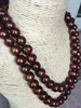 Collier de perles baroques en chocolat des mers du Sud avec double brins 12-13 mm, argent 18 ", argent 925