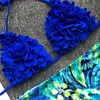 Micro bikini arruffato con fiori 2019 Costume da bagno push up sexy da donna Costume da bagno blu solido Costume da bagno con taglio alto Costume da bagno estivo Brasile J190315